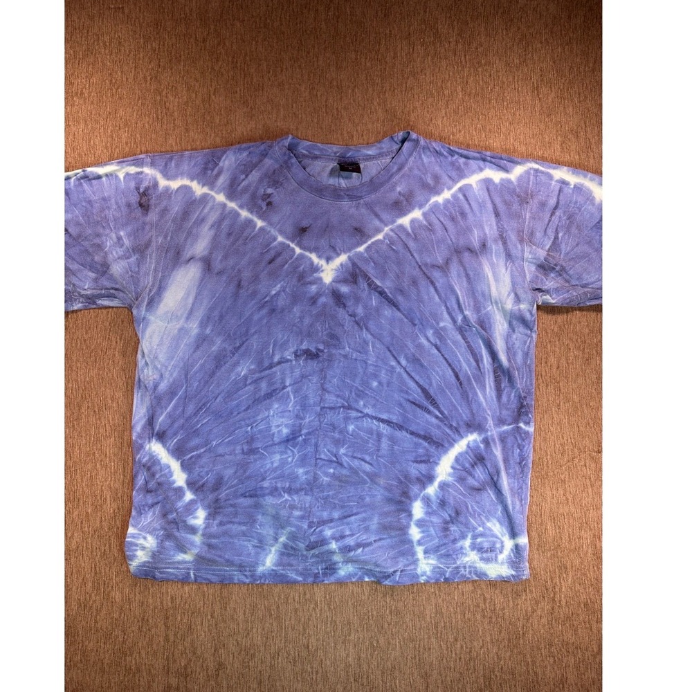 Rush Purple Tie Dye T-Shirt Mens 4X Short Sleeve Cotton Crewneck V Pattern